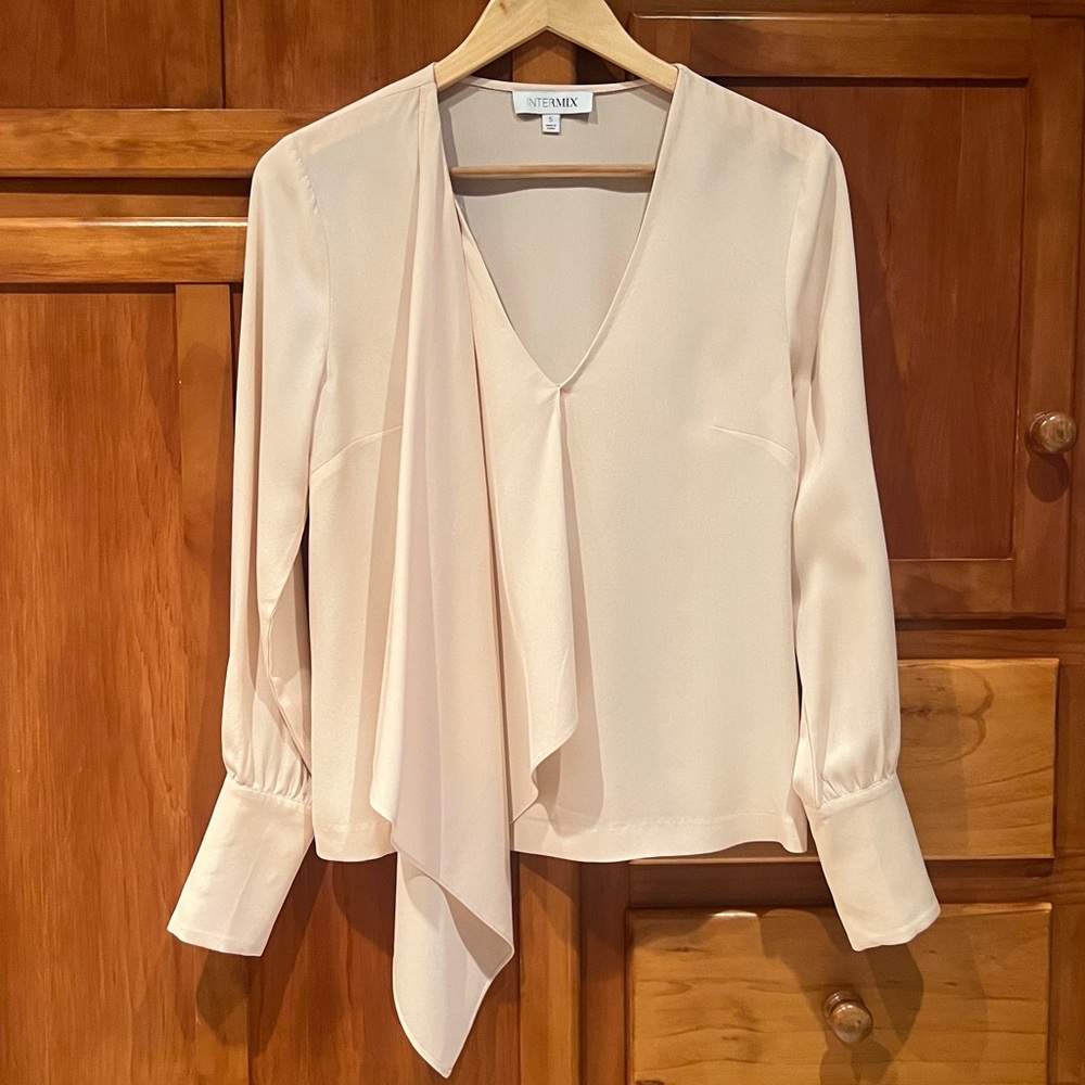 Intermix Blush Silk Women's V-neck Blouse